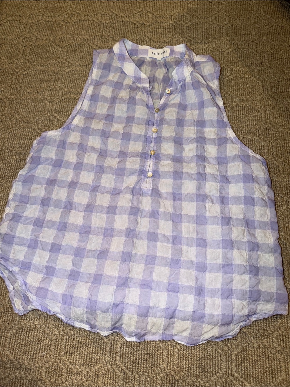 Bella Dahl Lavender & White Gingham Sleeveless Tank